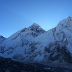 Sunrise over Mount Everest (8848m, centre) and Nuptse (7861m, right).