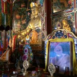 Photo of Dalai Lama inside a shrine near the Swayambhunath Buddhist temple.